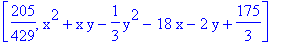 [205/429, x^2+x*y-1/3*y^2-18*x-2*y+175/3]